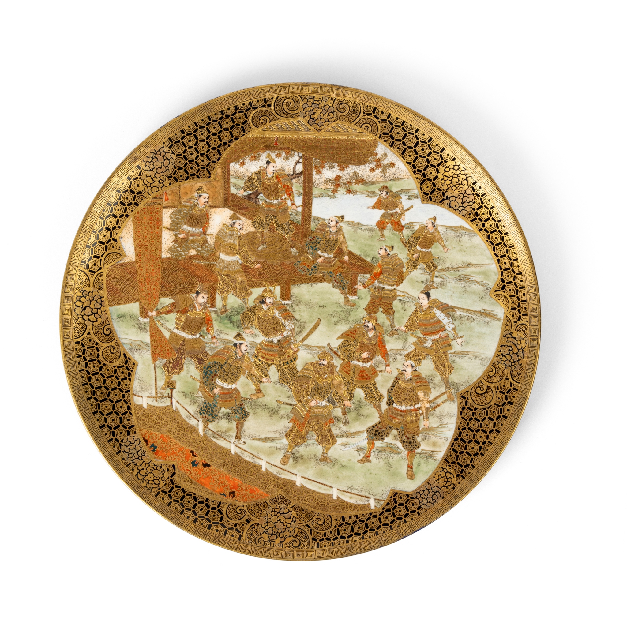 JAPANESE SATSUMA 'SAMURAI IN FIGHT' PLATE