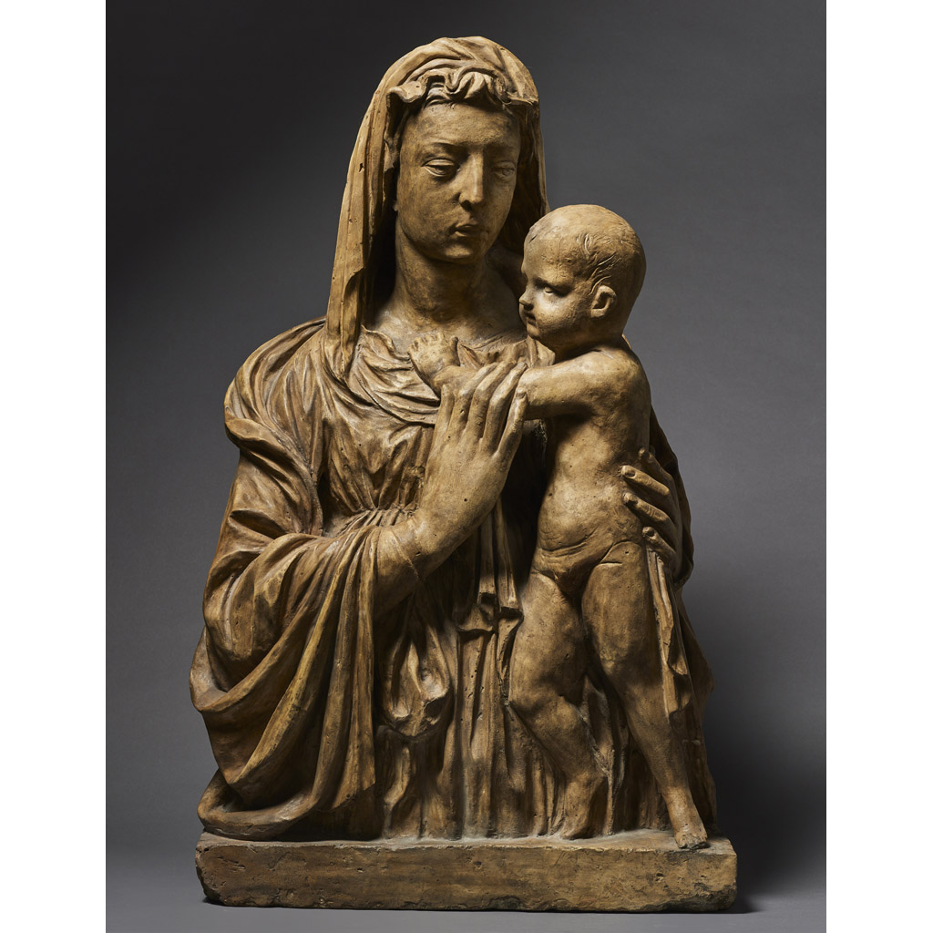 ITALIAN RENAISSANCE TERRACOTTA RELIEF OF THE VIRGIN AND CHILD