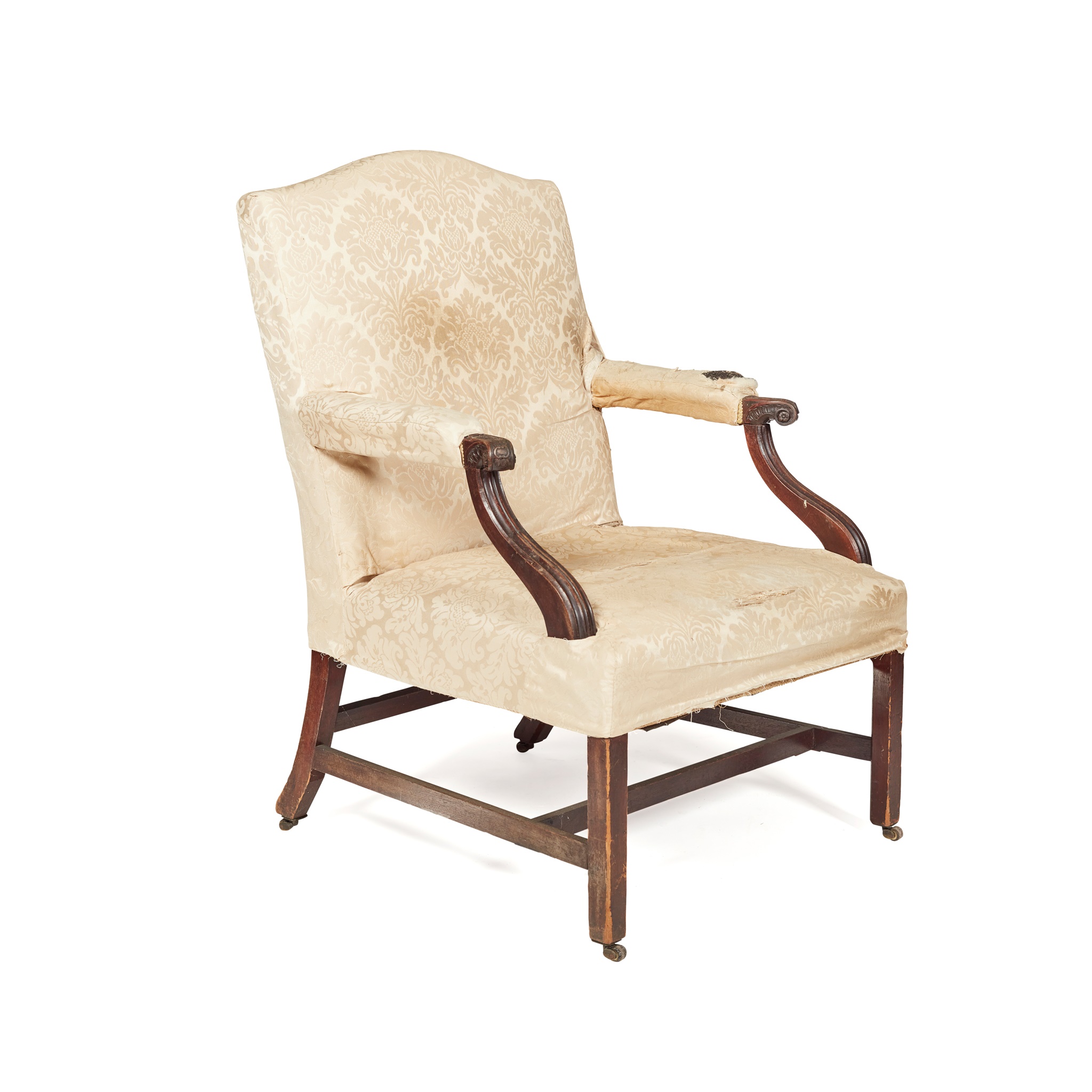 EARLY GEORGE III MAHOGANY LIBRARY ARMCHAIR