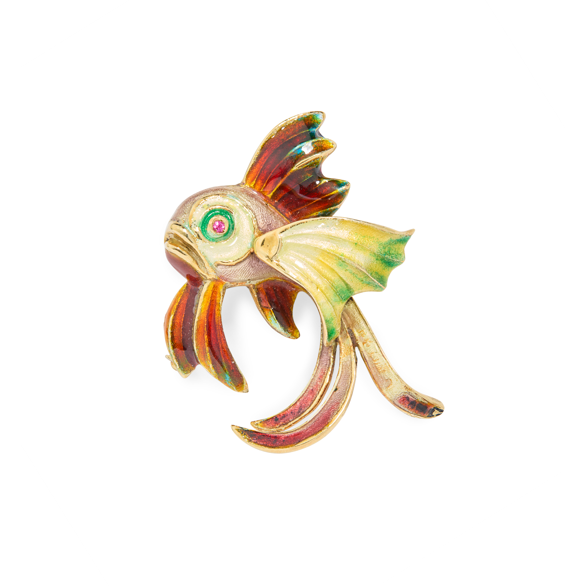 An enamel fish brooch