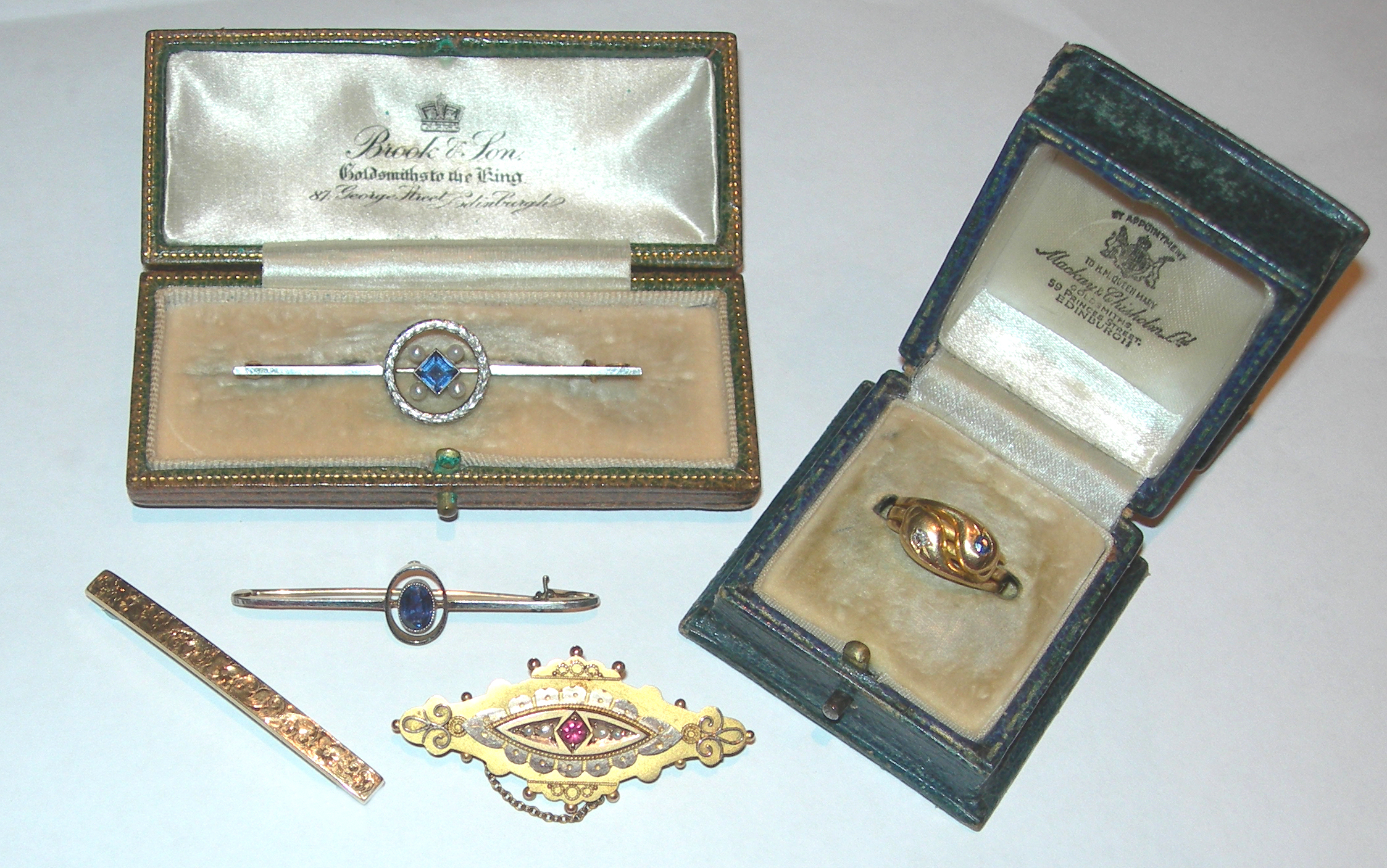A late Victorian sapphire and diamond set ring,