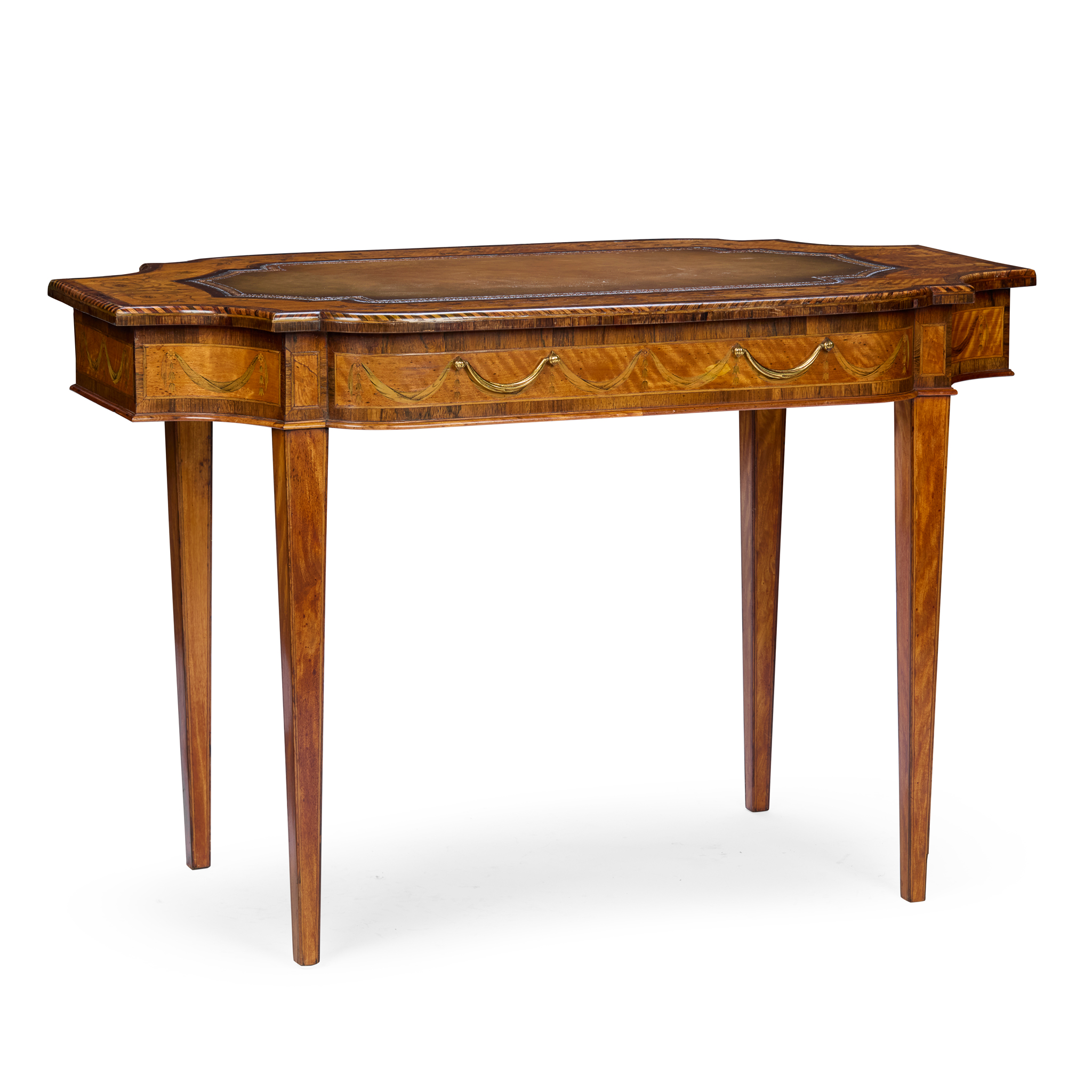 GEORGIAN STYLE SATINWOOD AND INLAID WRITING TABLE