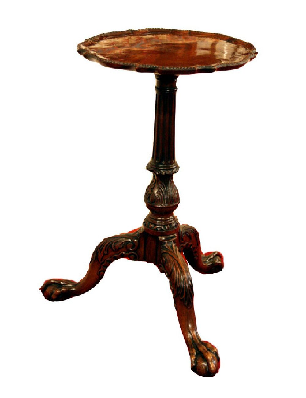 A George III and later mahogany kettle stand the Chippendale manner