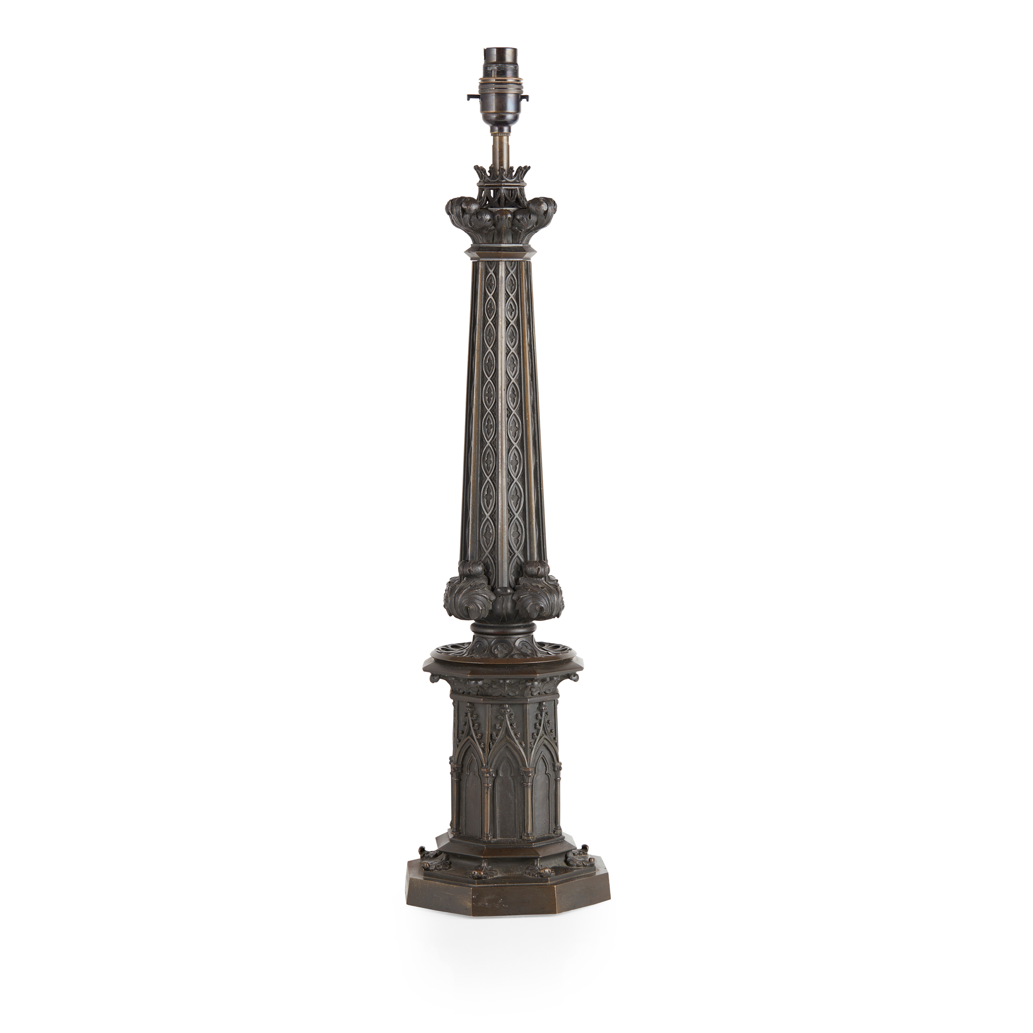PATINATED BRONZE GOTHIC STYLE TABLE LAMP