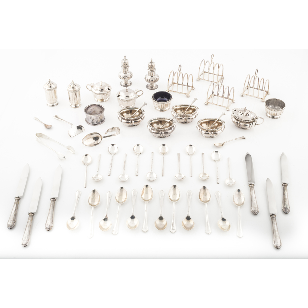 A collection of cased condiments