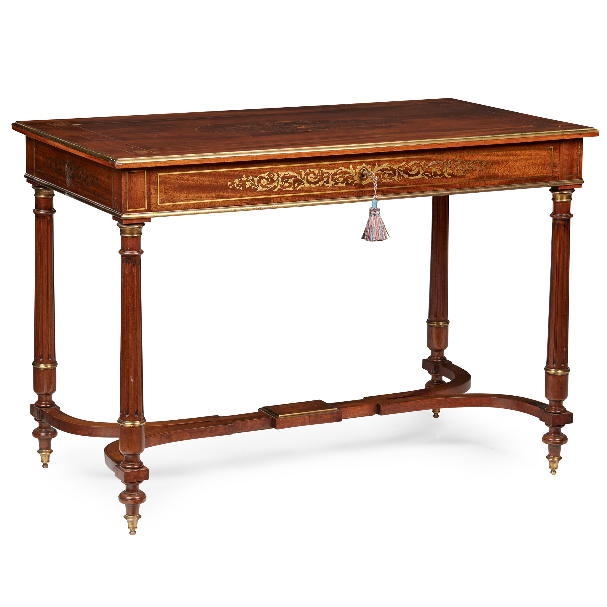 FRENCH MAHOGANY BRASS INLAID CENTRE TABLE