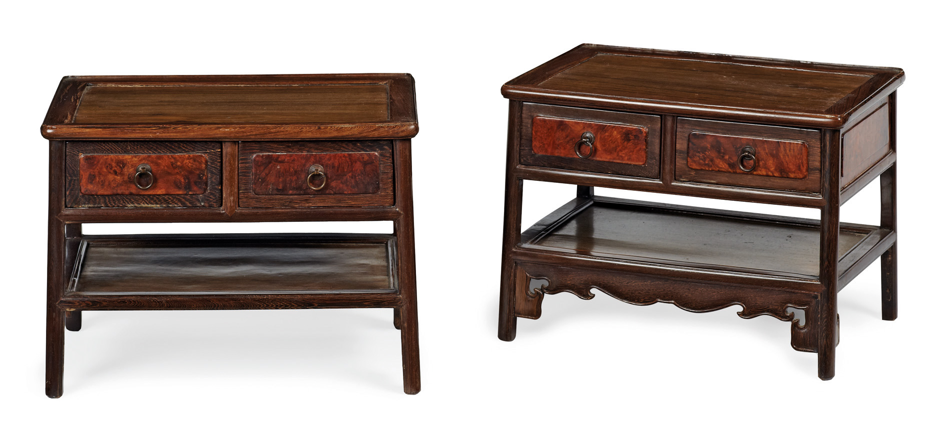 PAIR OF JICHIMU AND BURRWOOD LOW TABLES