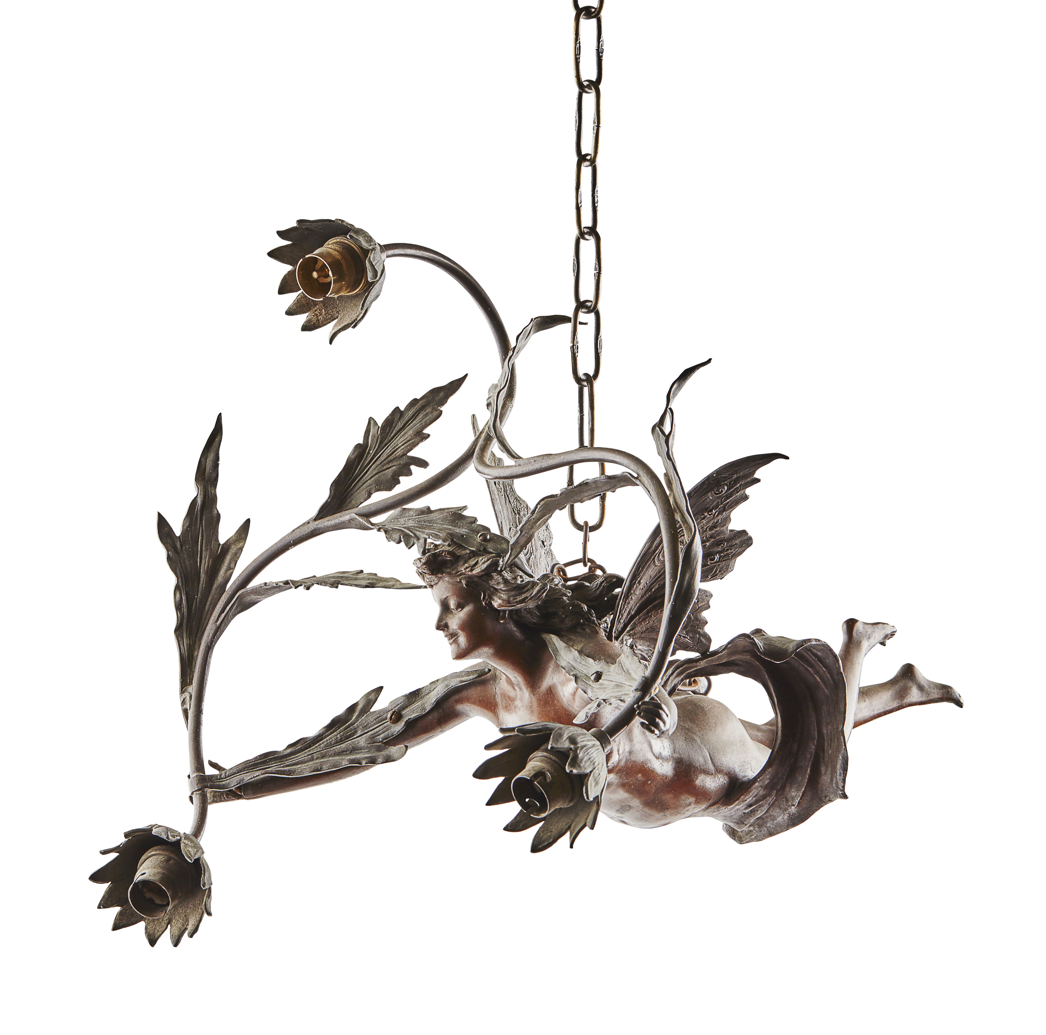 ART NOUVEAU PATINATED SPELTER ELECTROLIER