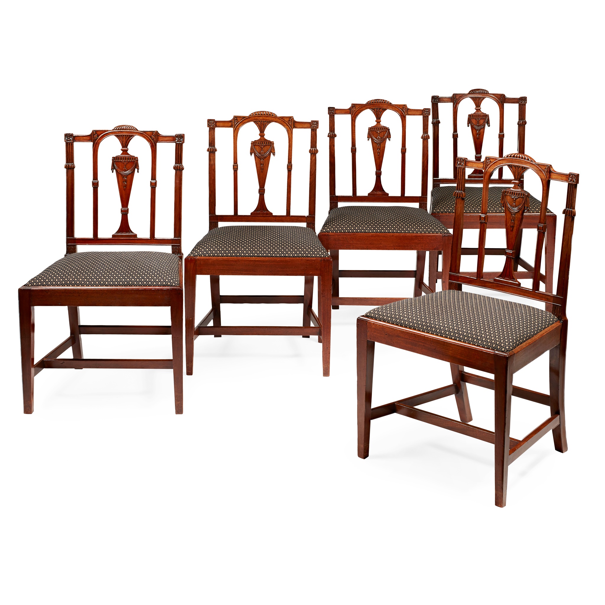 SET OF FIVE GEORGE III MAHOGANY DINING CHAIRS