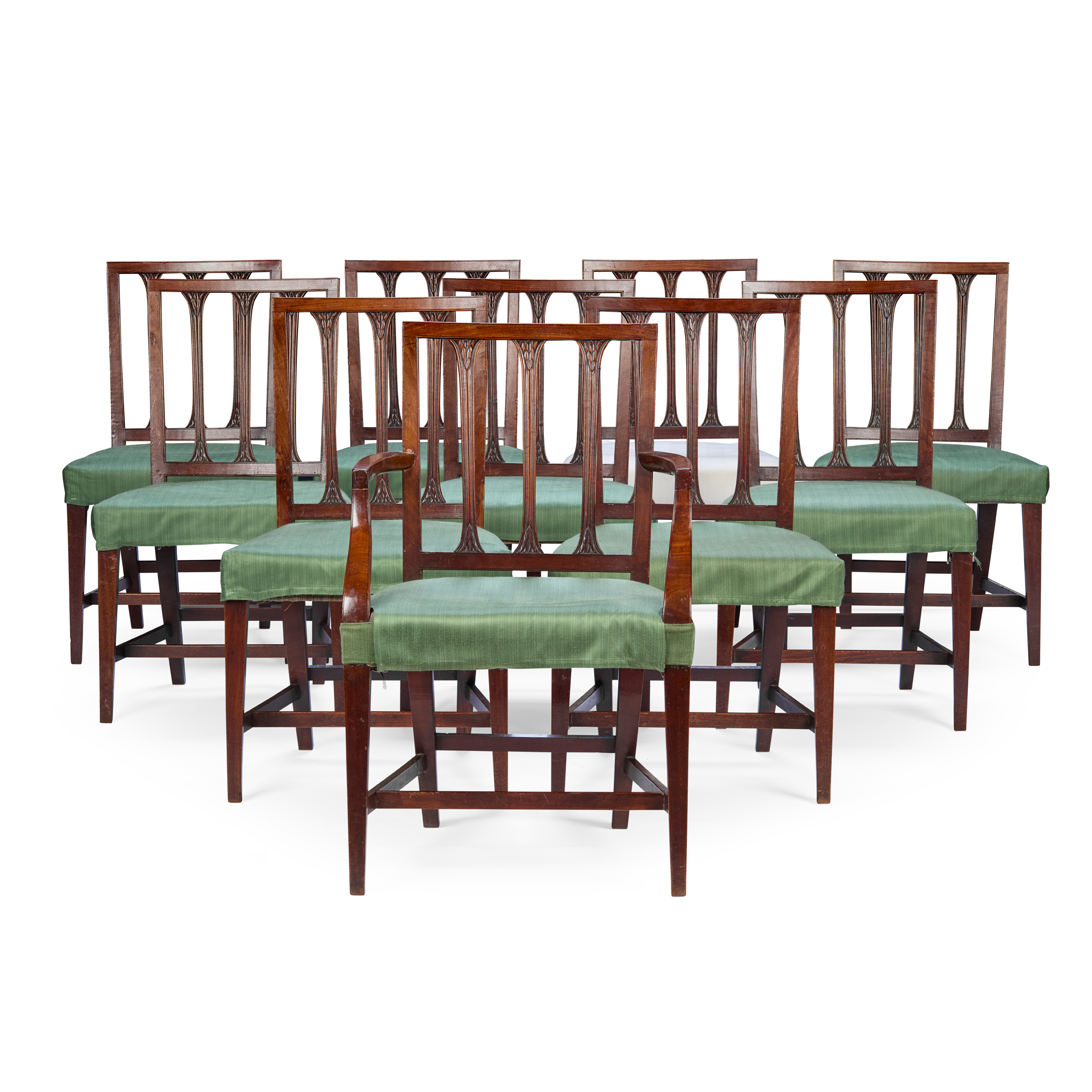 SET OF TEN GEORGE III MAHOGANY DINING CHAIRS