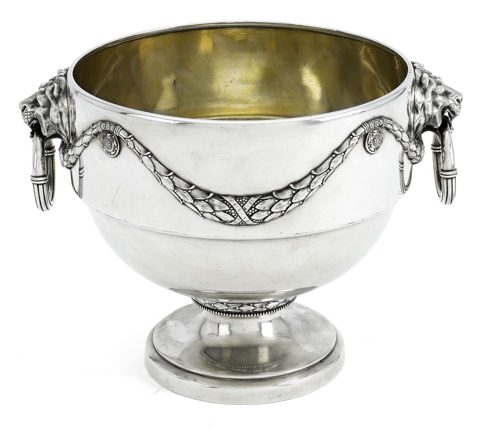 A large Fabergé silver two-handled punch-bowl