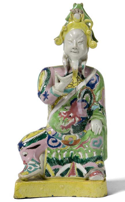 An 18th century Chinese porcelain famille rose figure of Guandi, the warrior god