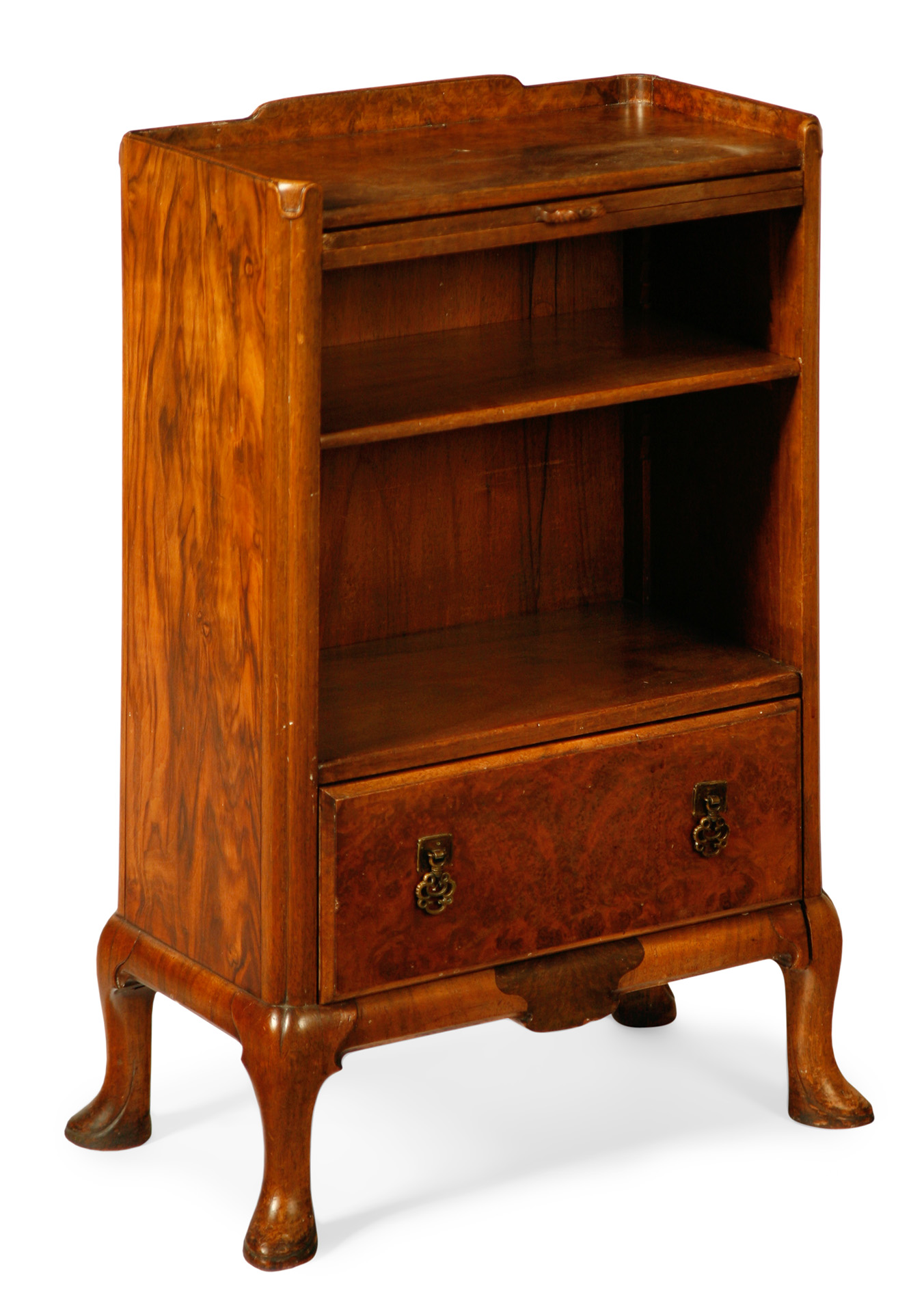 WHYTOCK AND REID BURR WALNUT BEDSIDE CABINET
