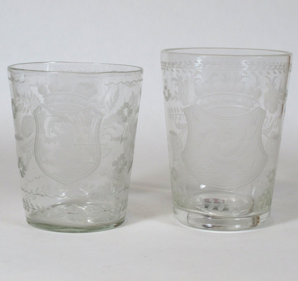 TWO CONTINENTAL GLASS BEAKERS