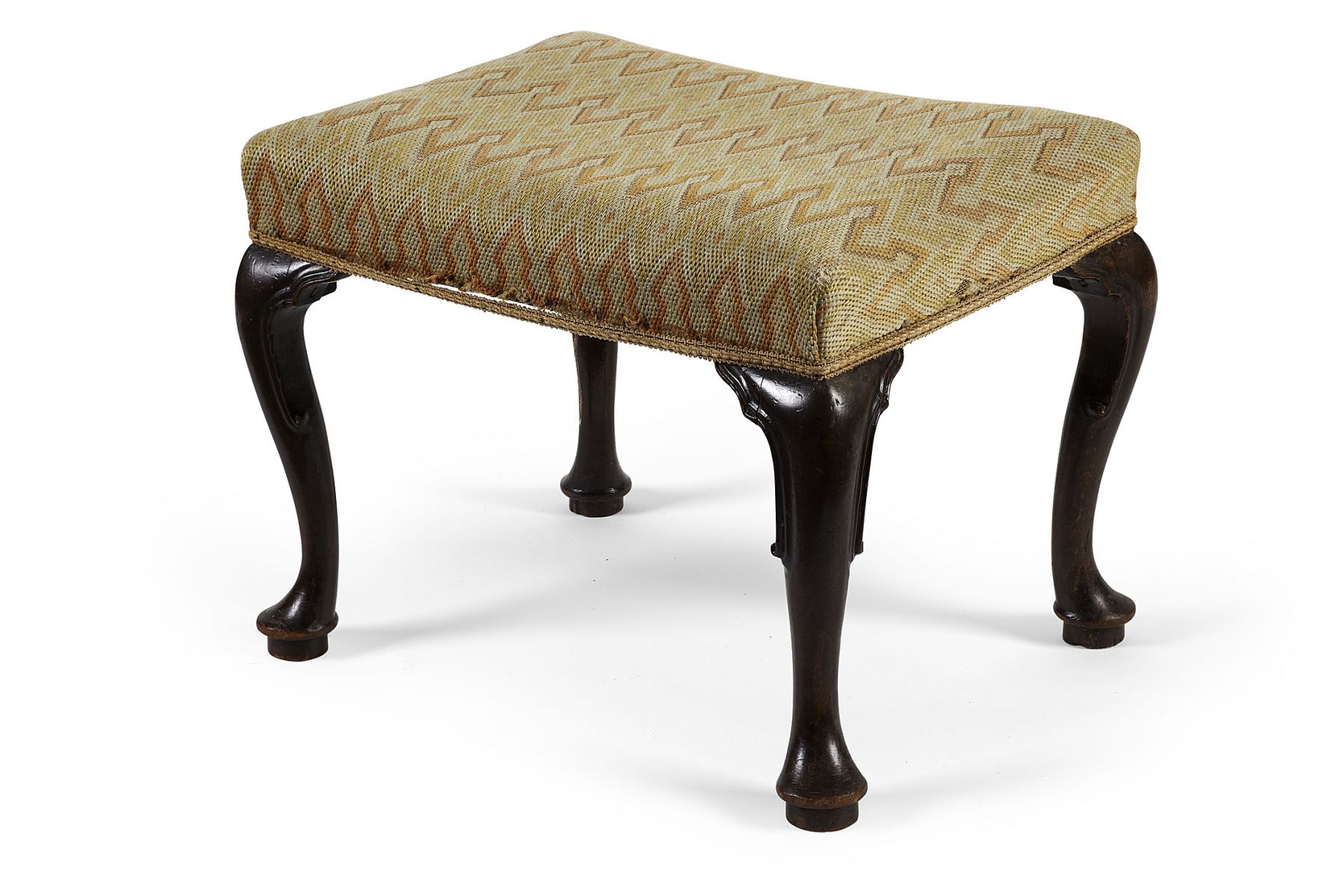 GEORGE II MAHOGANY AND NEEDLEWORK FOOTSTOOL