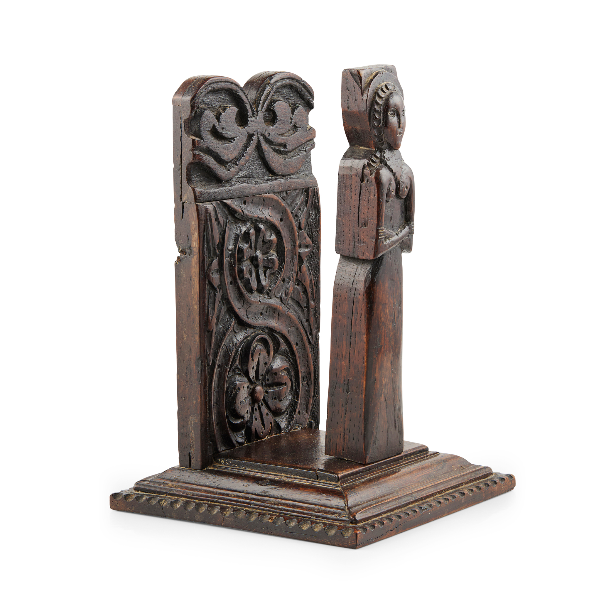CARVED OAK FEMALE TERM FIGURE
