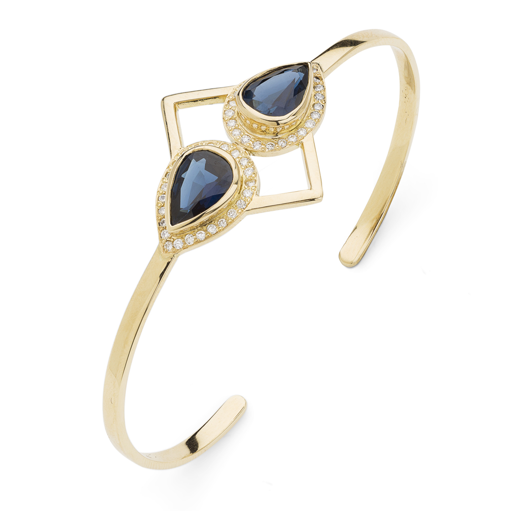 A sapphire and diamond set bangle