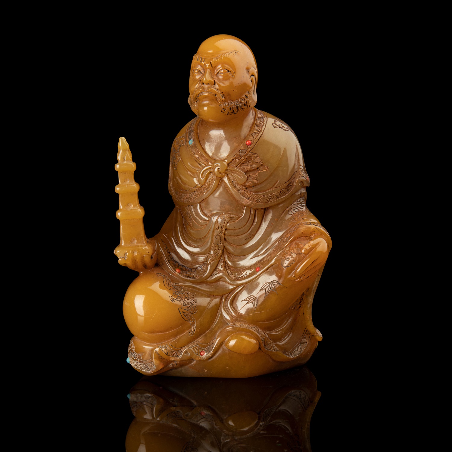 SOAPSTONE CARVING OF AN ARHAT