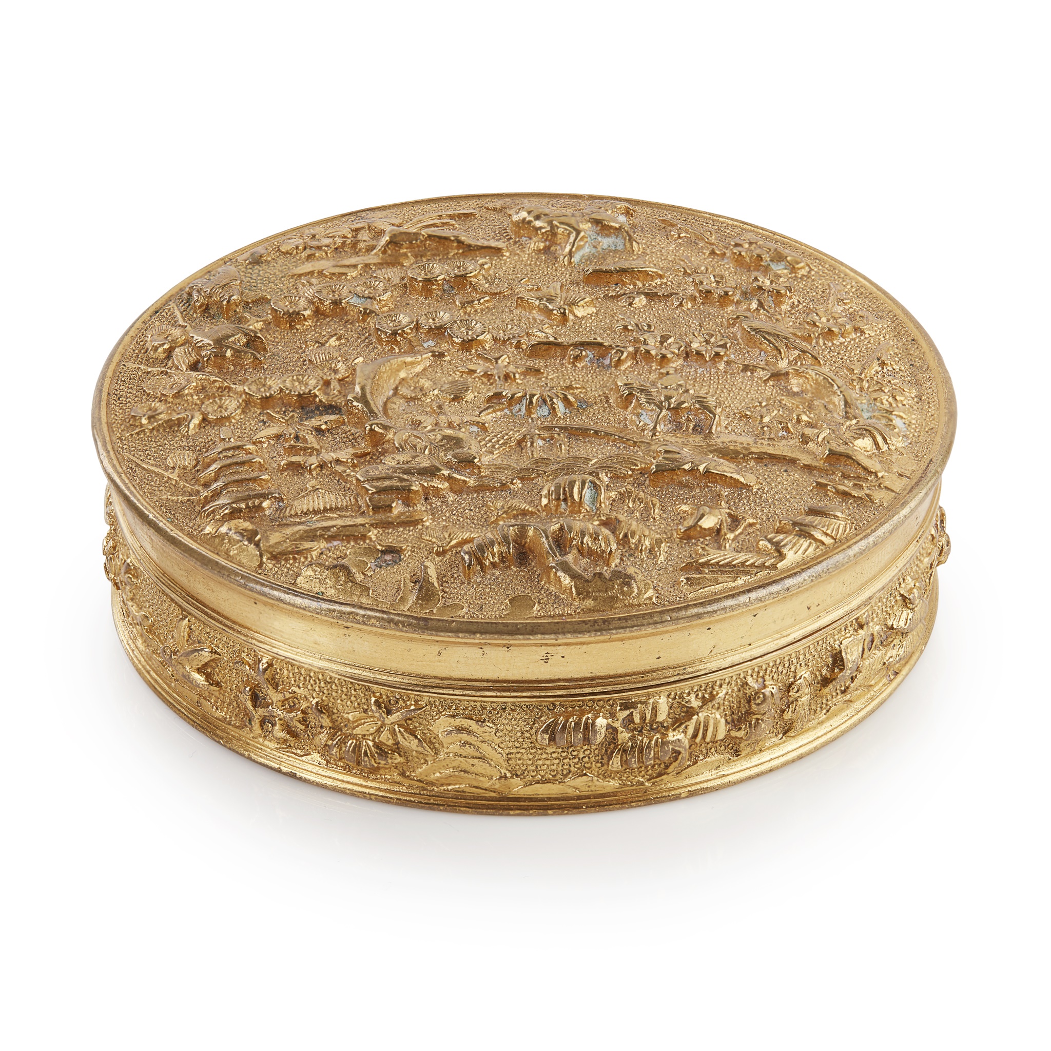 GILT-SILVER CIRCULAR BOX AND COVER