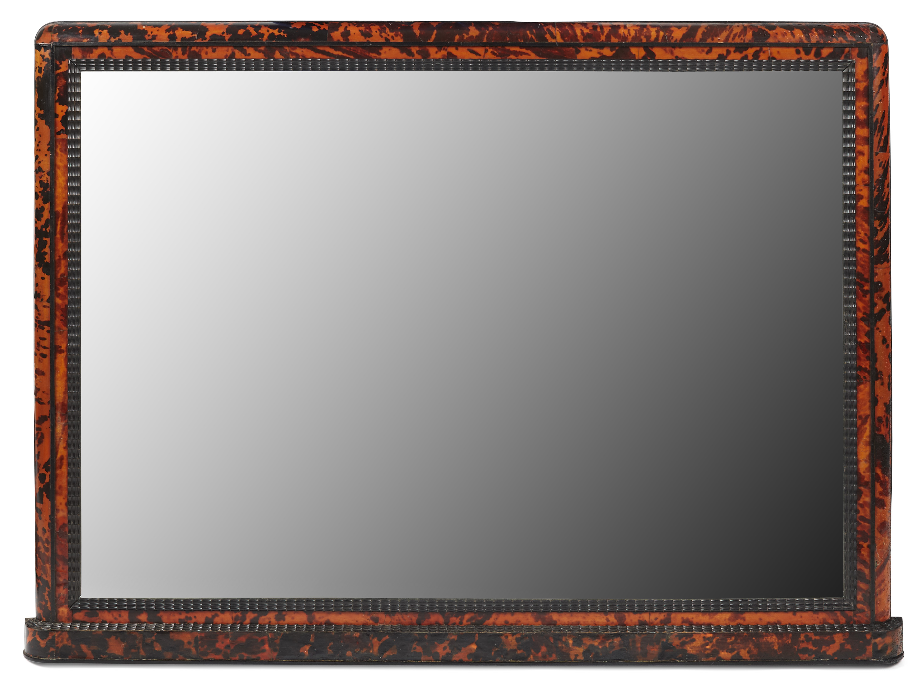 ART DECO TORTOISESHELL AND EBONISED OVERMANTLE MIRROR