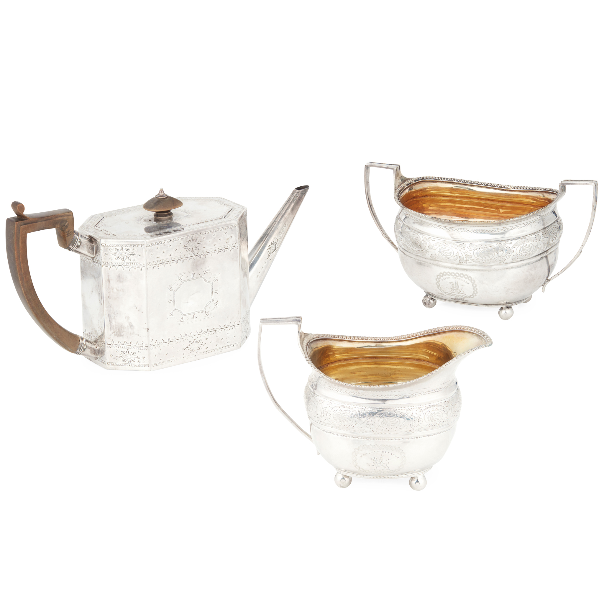A George II twin-handled sugar basin and milk jug
