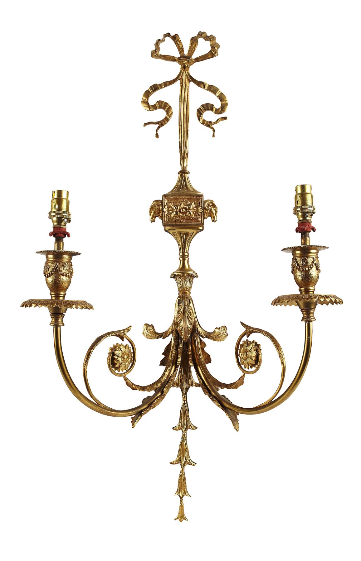 SET OF FOUR NEOCLASSICAL STYLE GILT BRONZE WALL LIGHTS