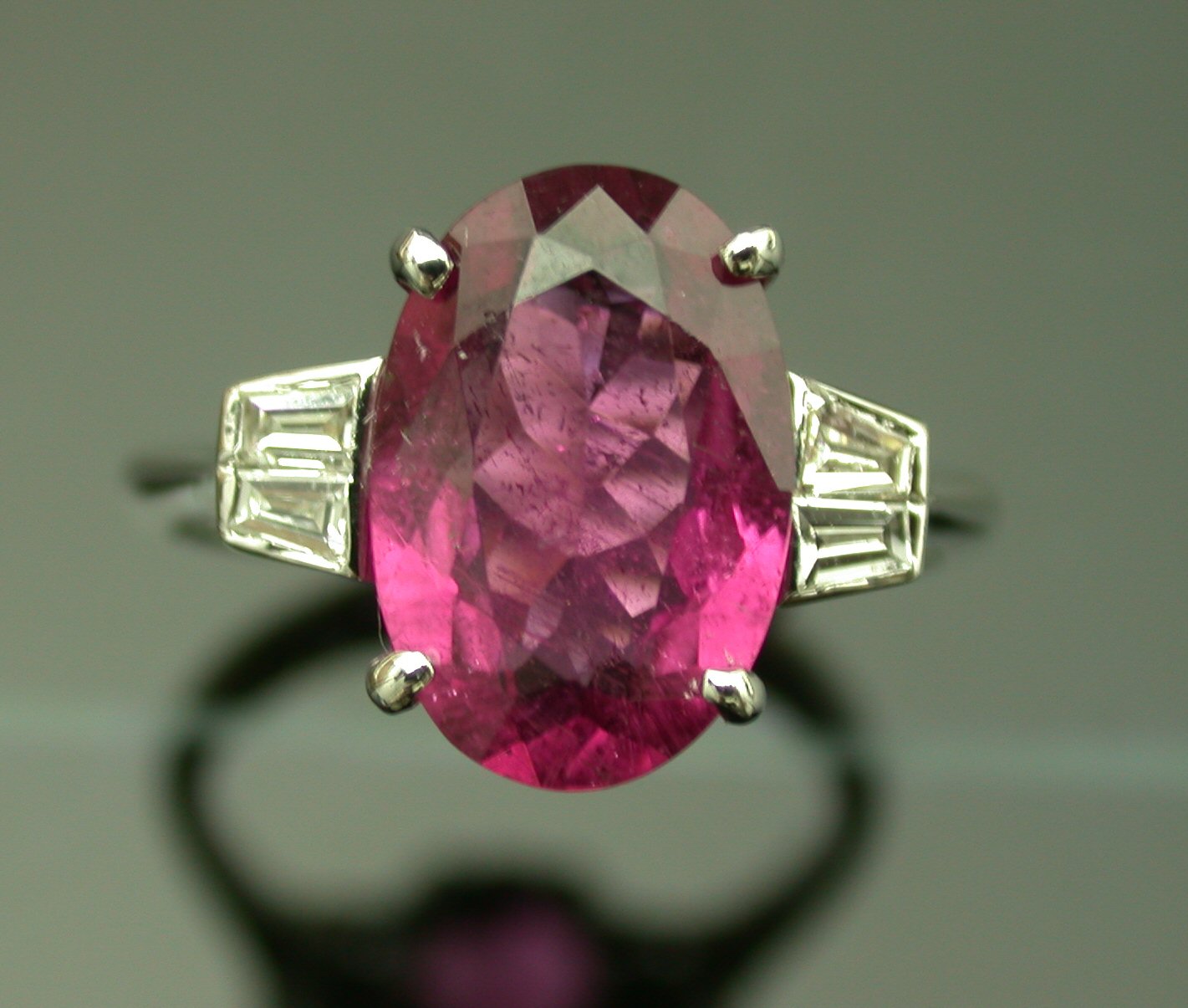 A pink tourmaline and diamond ring,