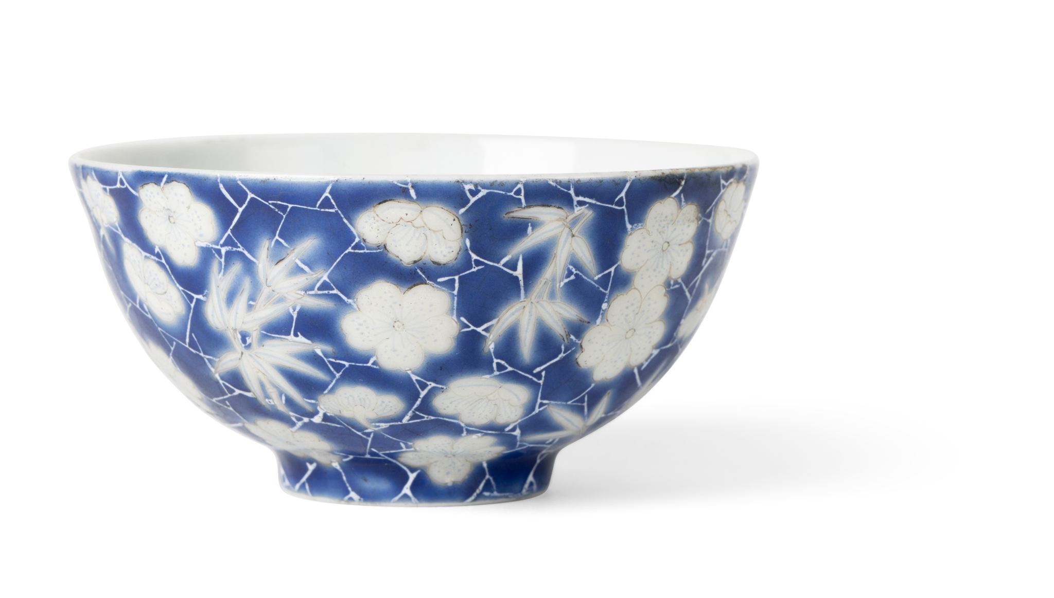 CHINESE BLUE-GROUND 'BAMBOO AND PRUNUS' CUP
