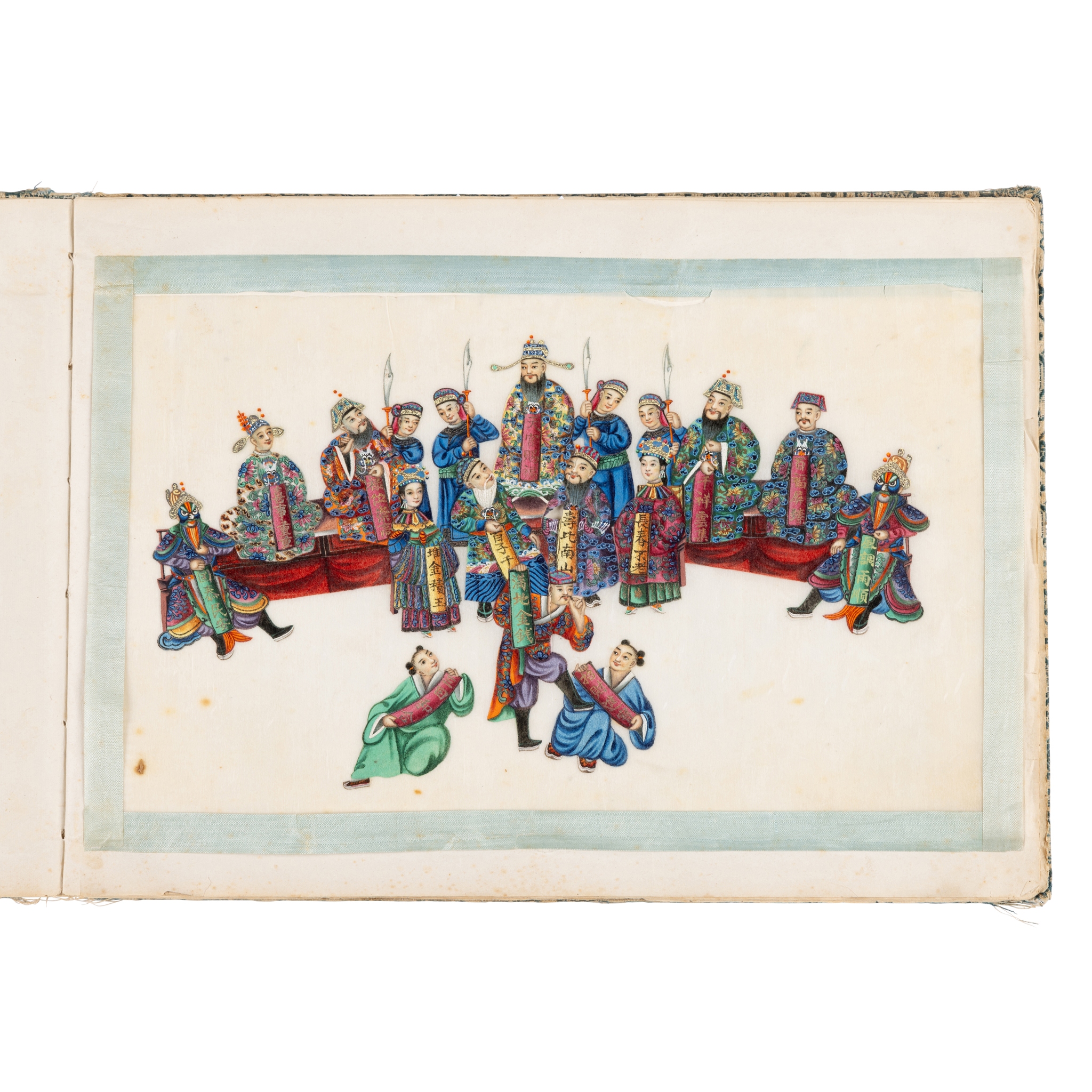 ALBUM OF TWELVE CHINESE 'OPERA' PITH PAINTINGS