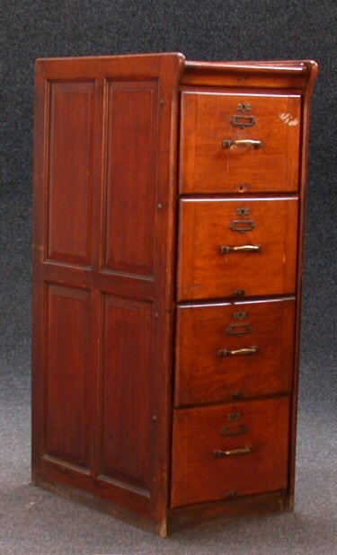 An Edwardian mahogany four drawer filing cabinet,
