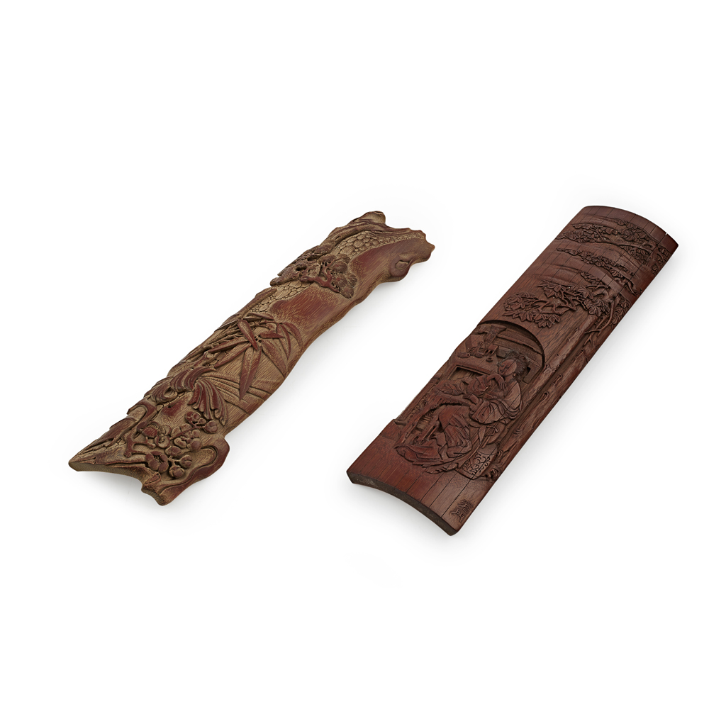 TWO BAMBOO WRIST RESTS