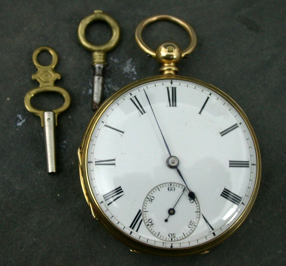 An 18ct gold key wind, open faced pocket watch