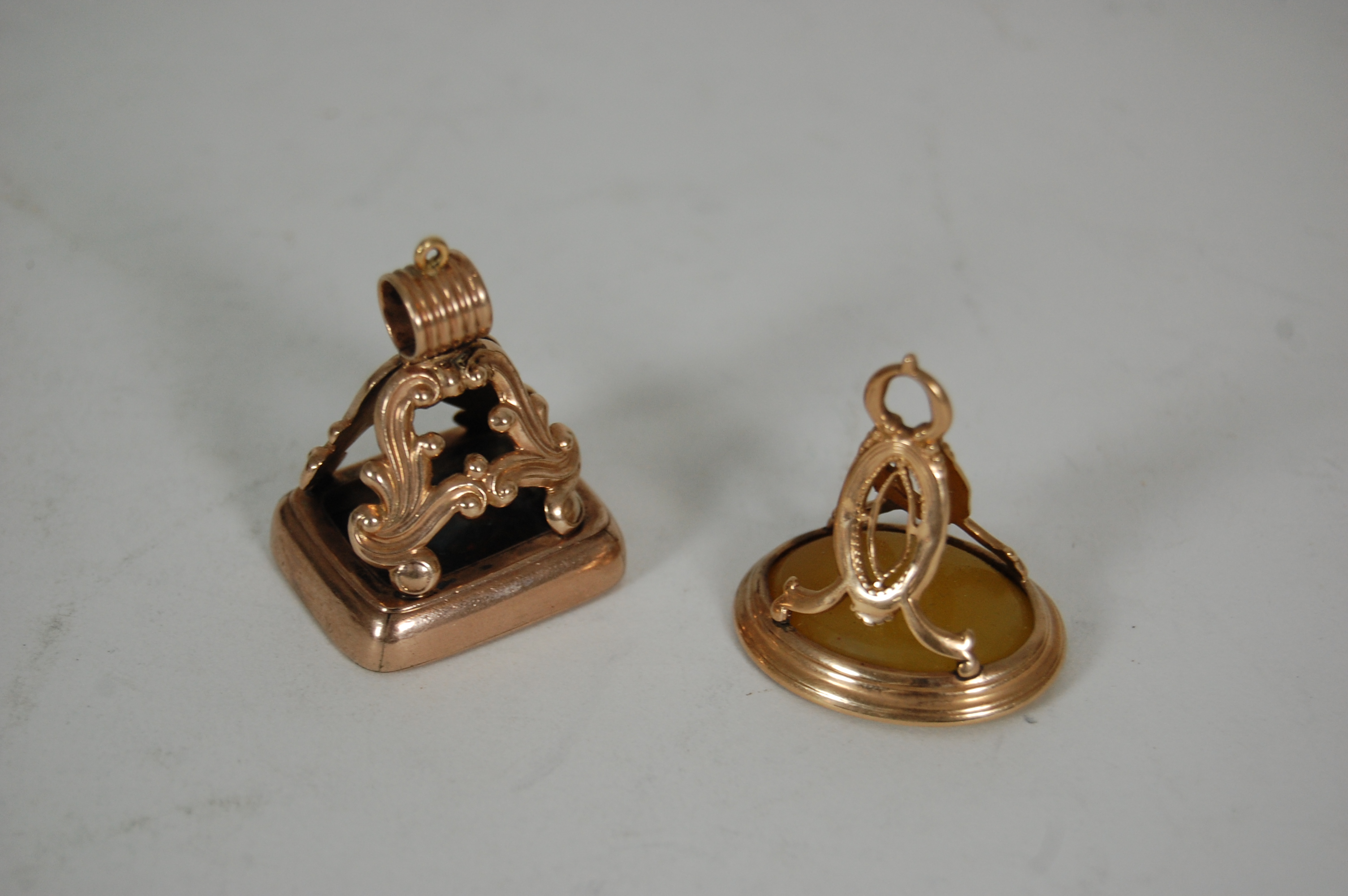 Two Georgian gold mount fob seals