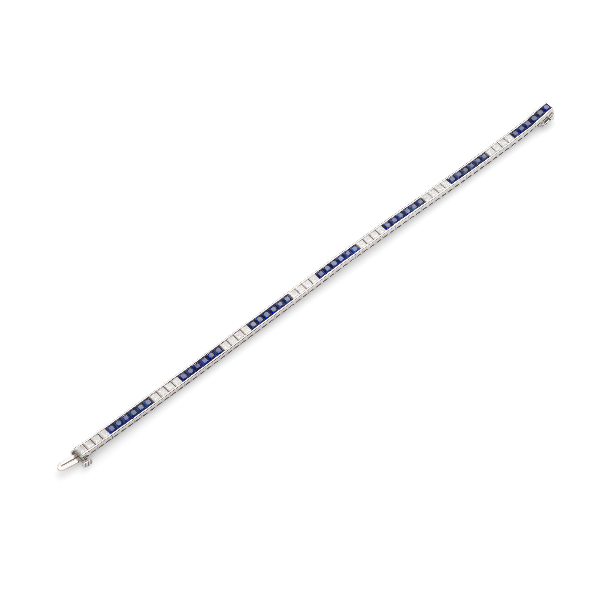 A sapphire and diamond line bracelet