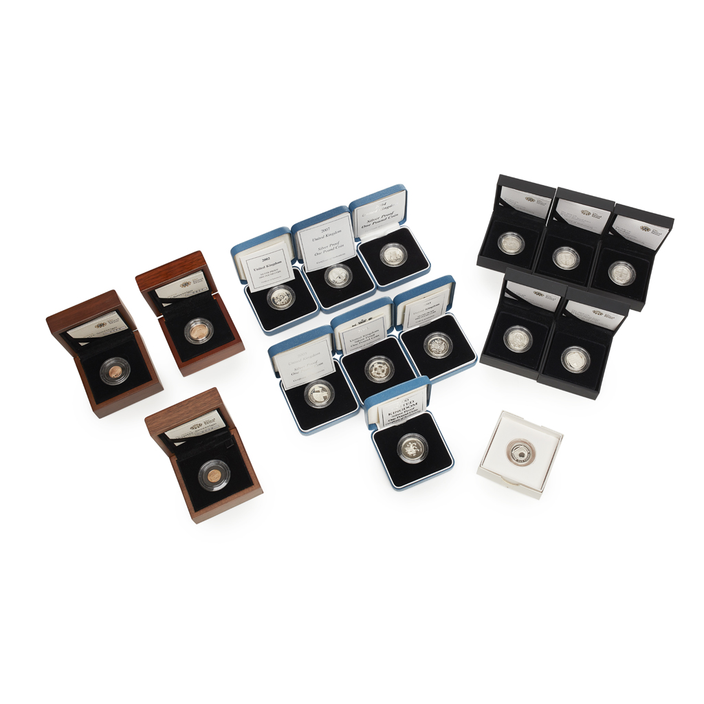 U.K. - A group of silver proof £1 coins