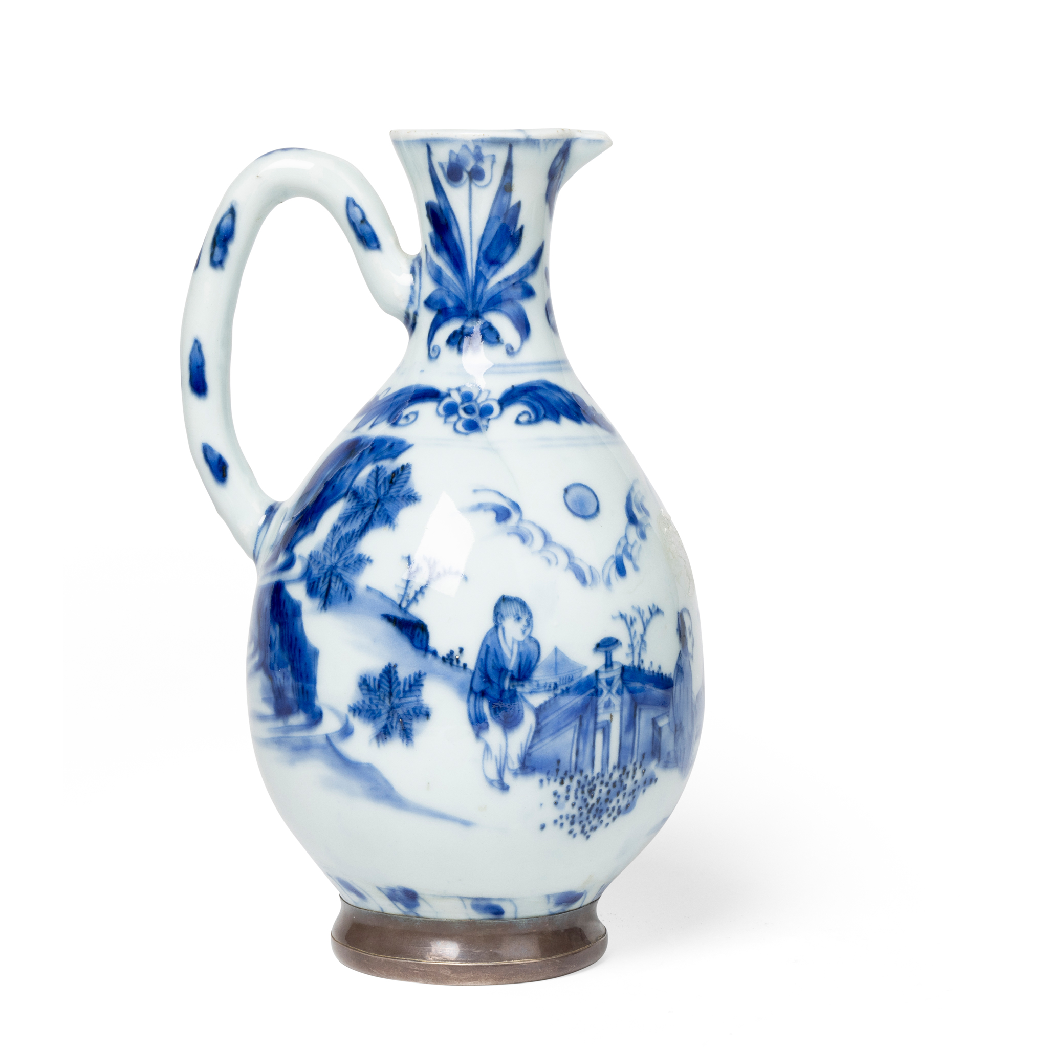 CHINESE BLUE AND WHITE 'FIGURAL' EWER