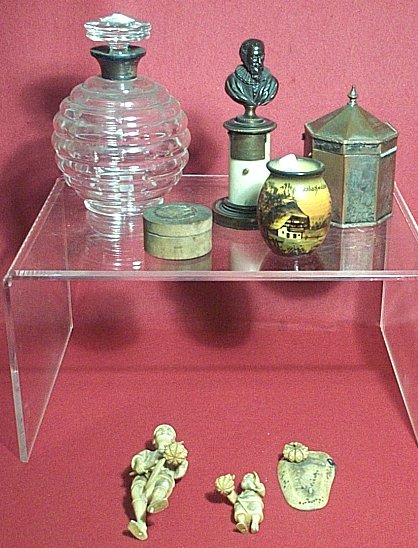 A glass scent bottle and stopper