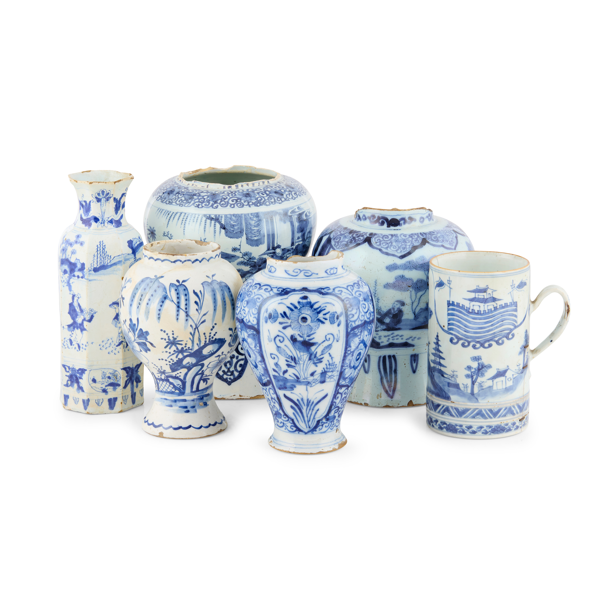 GROUP OF DELFT VASES