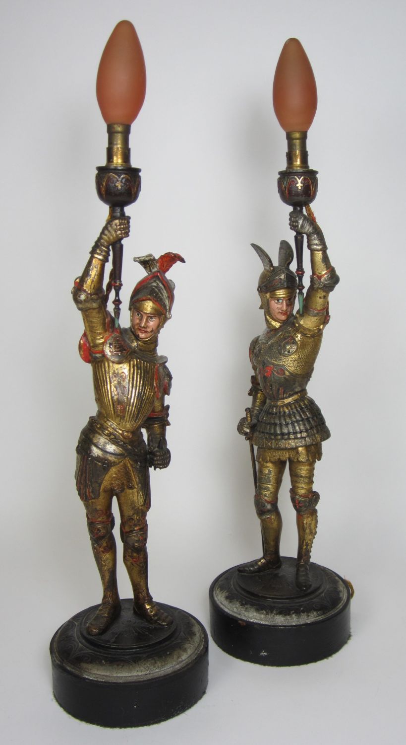 NEAR PAIR OF METAL FIGURAL LAMPS