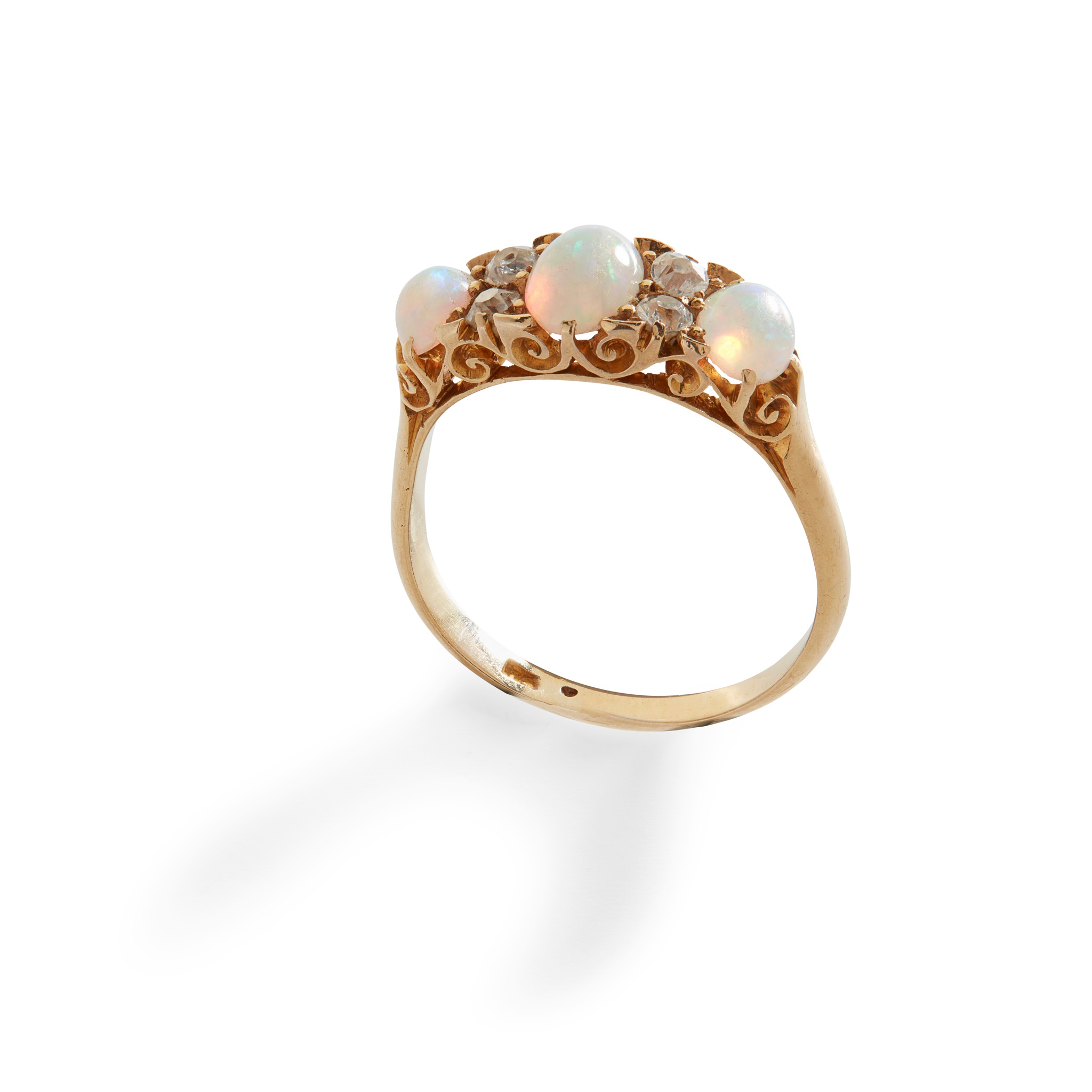 An opal and diamond ring