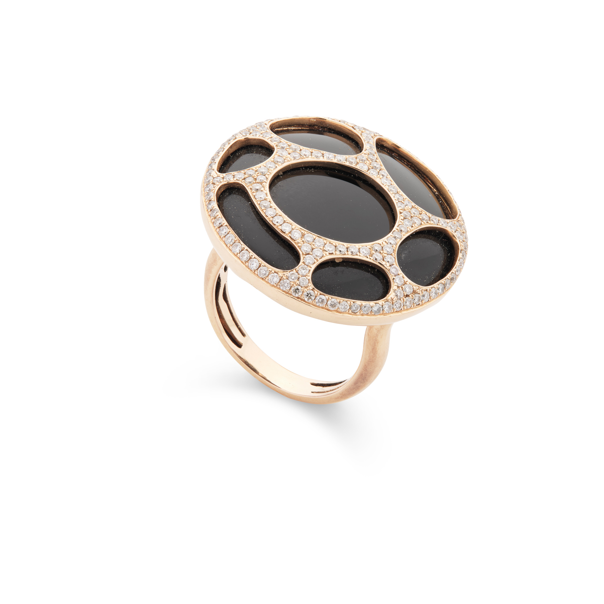 A diamond and onyx cocktail ring