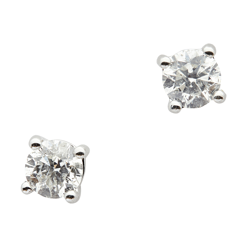 A pair of diamond set stud earrings