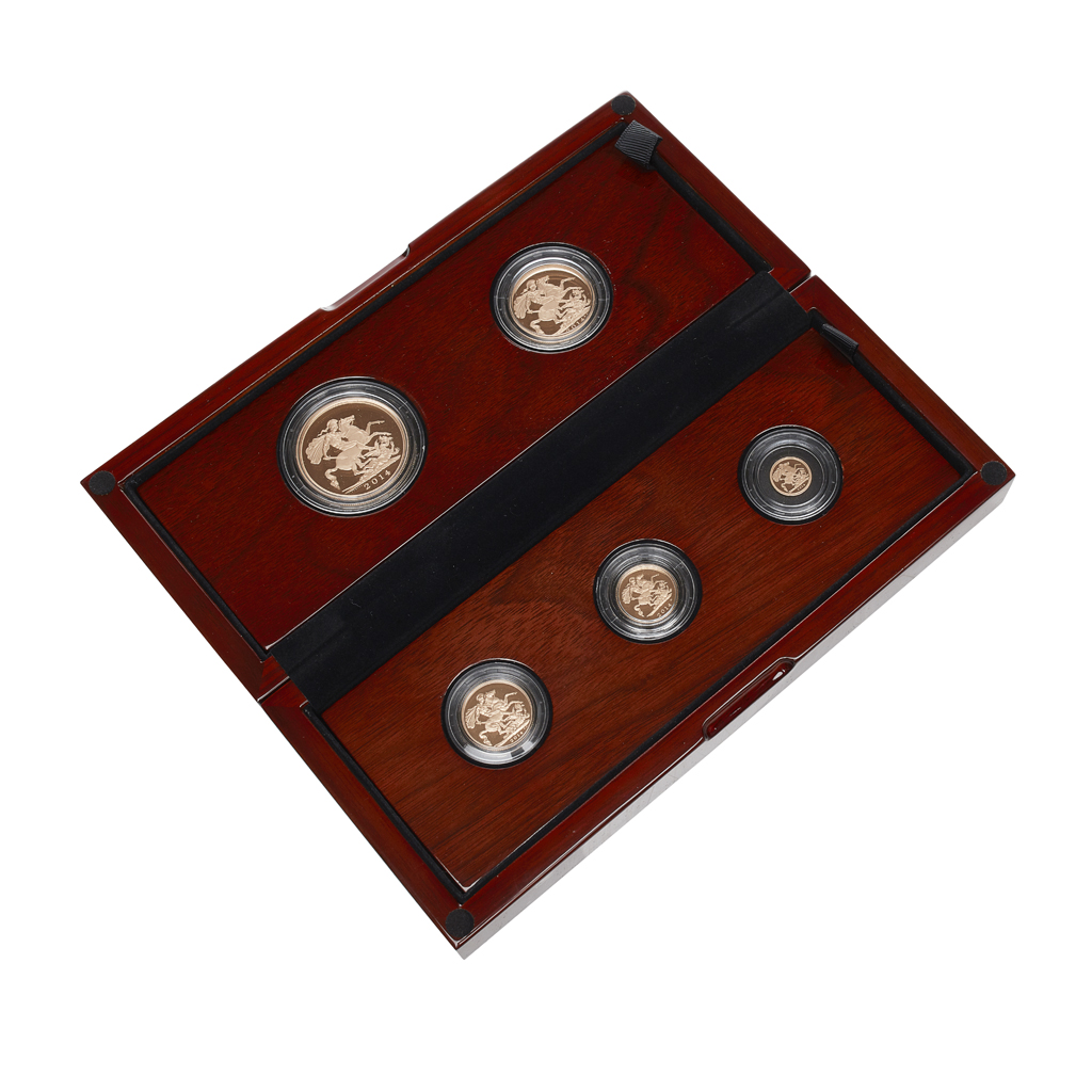 U.K. - A cased proof gold five coin set