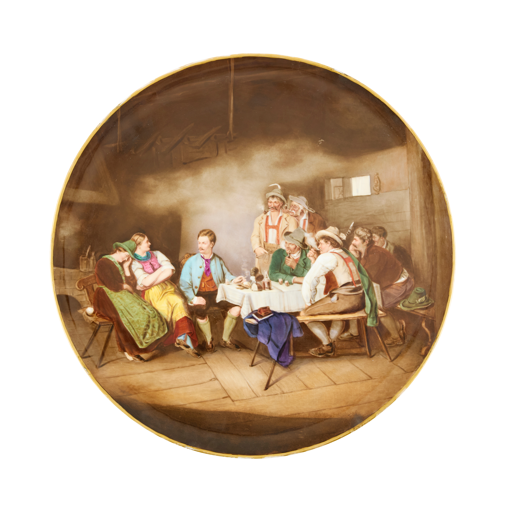 LARGE CONTINENTAL CIRCULAR PORCELAIN PLAQUE