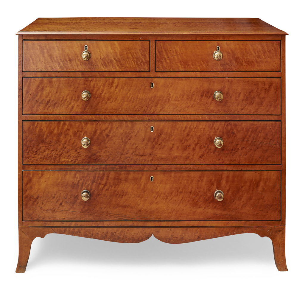 REGENCY BIRDSEYE MAPLE CHEST OF DRAWERS