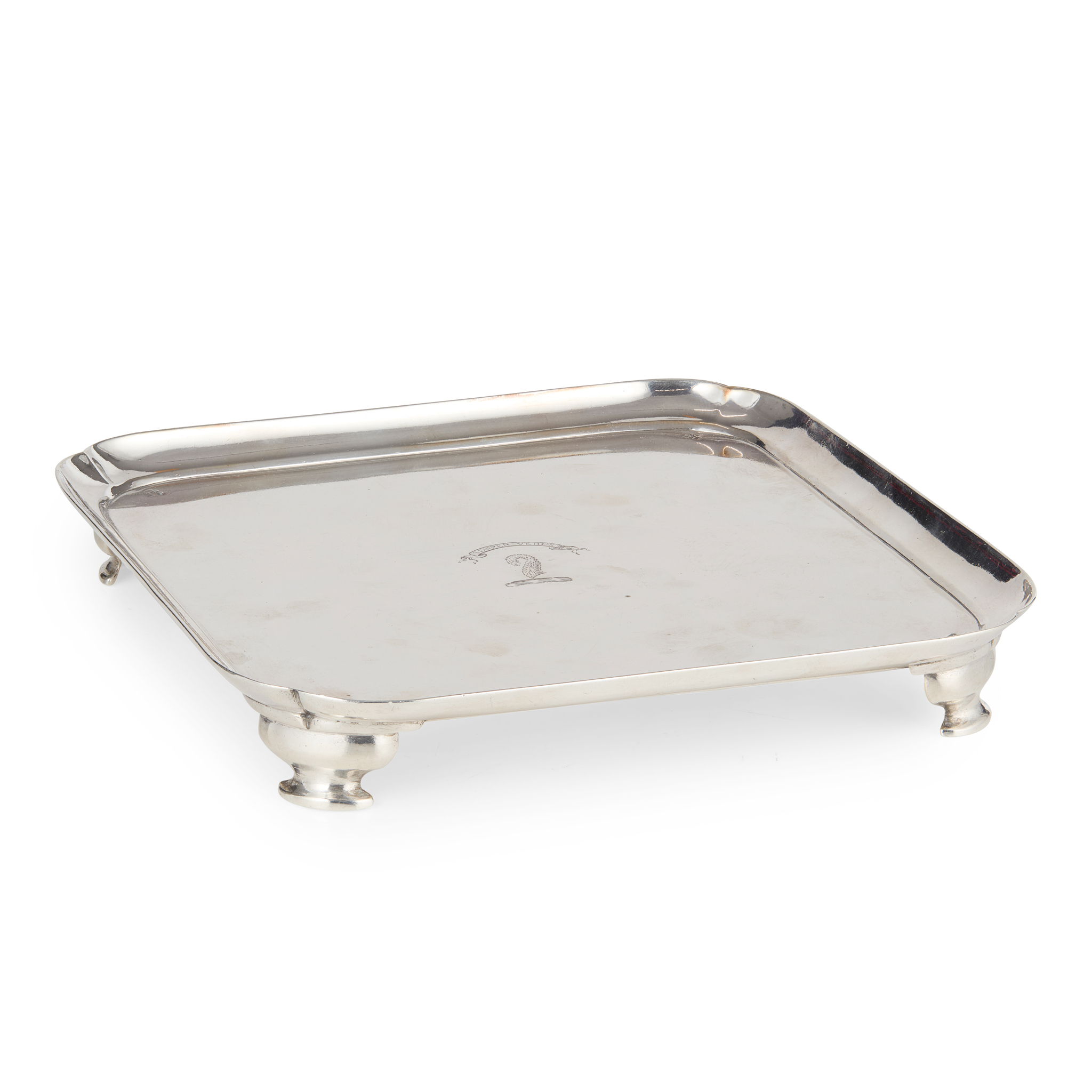 A GEORGE II SQUARE SALVER