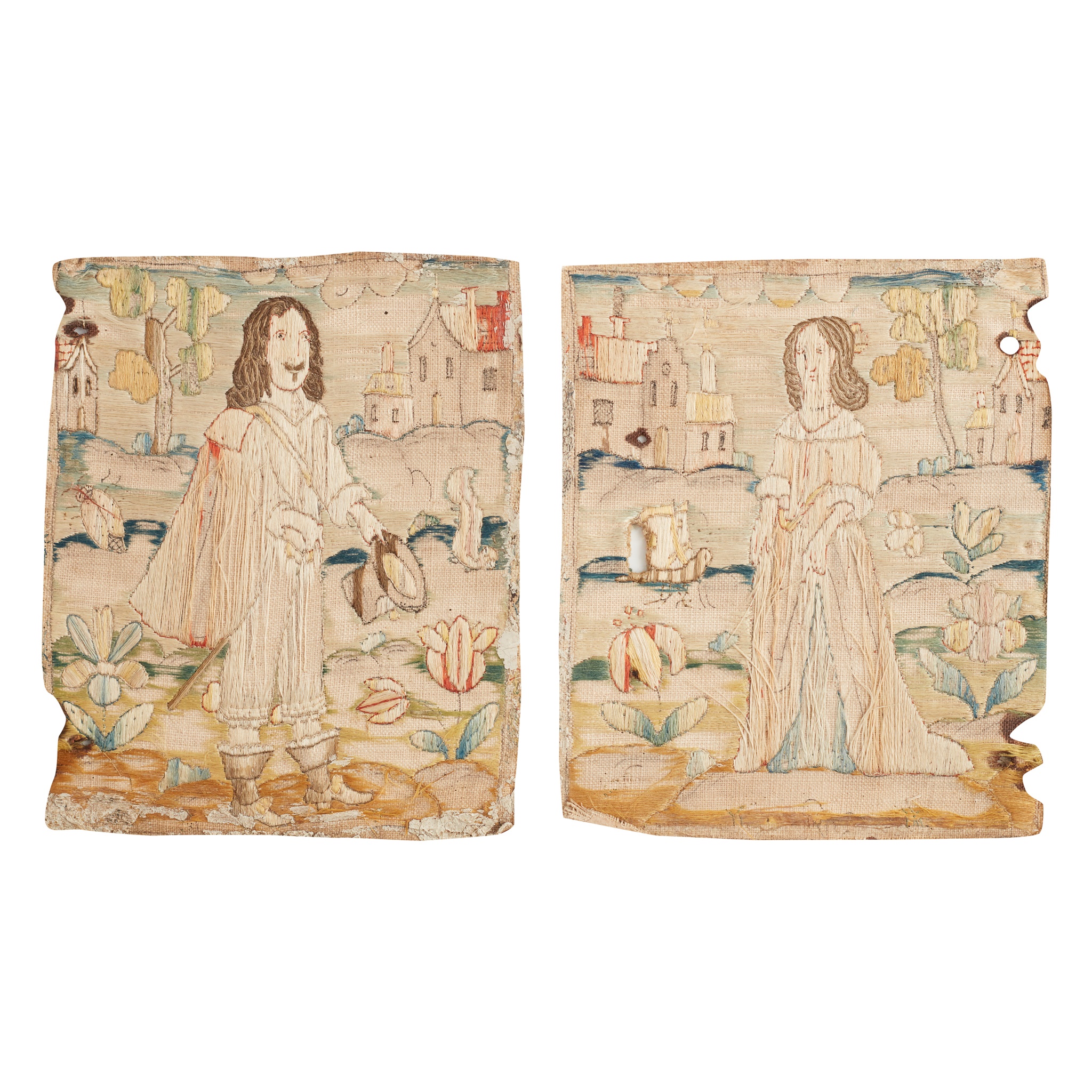 CHARLES II SILKWORK BOOK COVER OR CASKET COVER