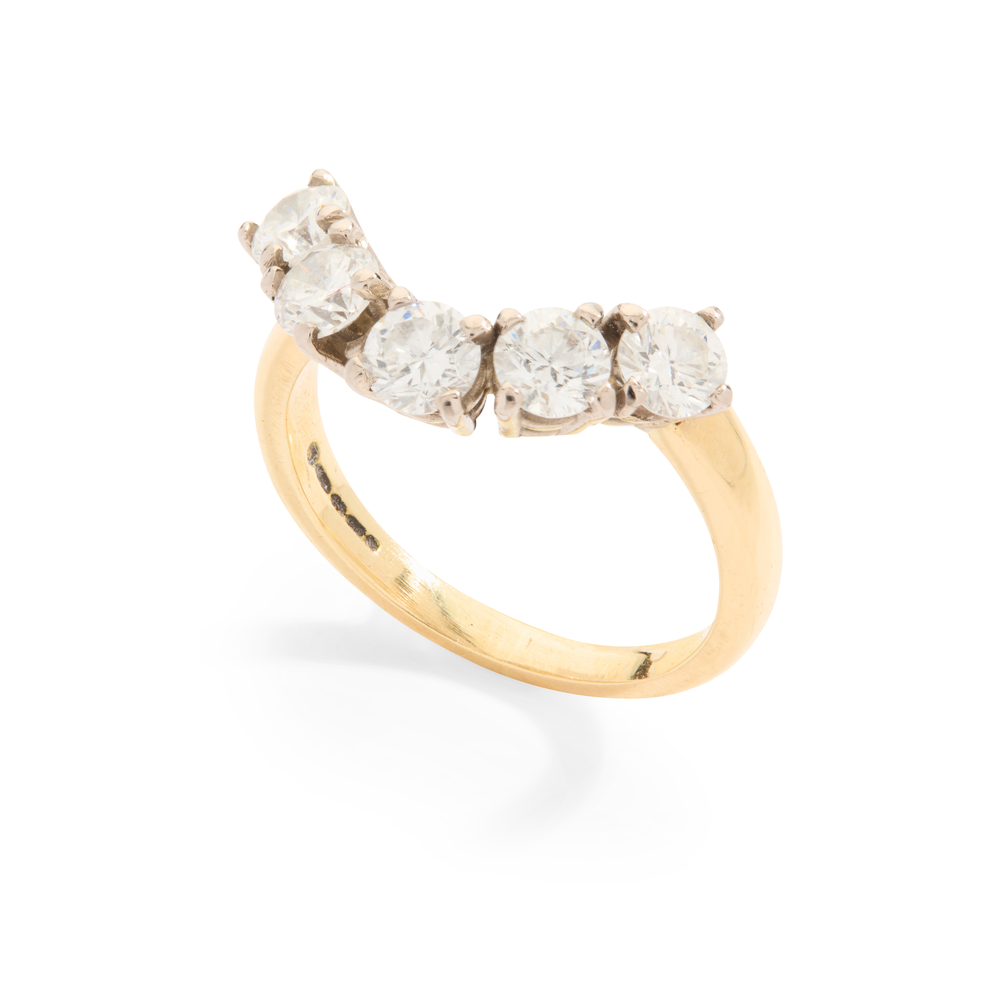 An 18ct gold diamond wishbone ring