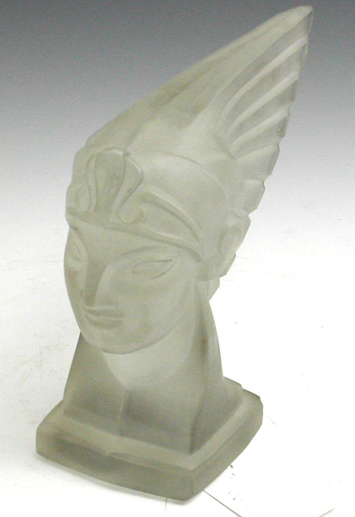 An Art Deco frosted glass car mascot,