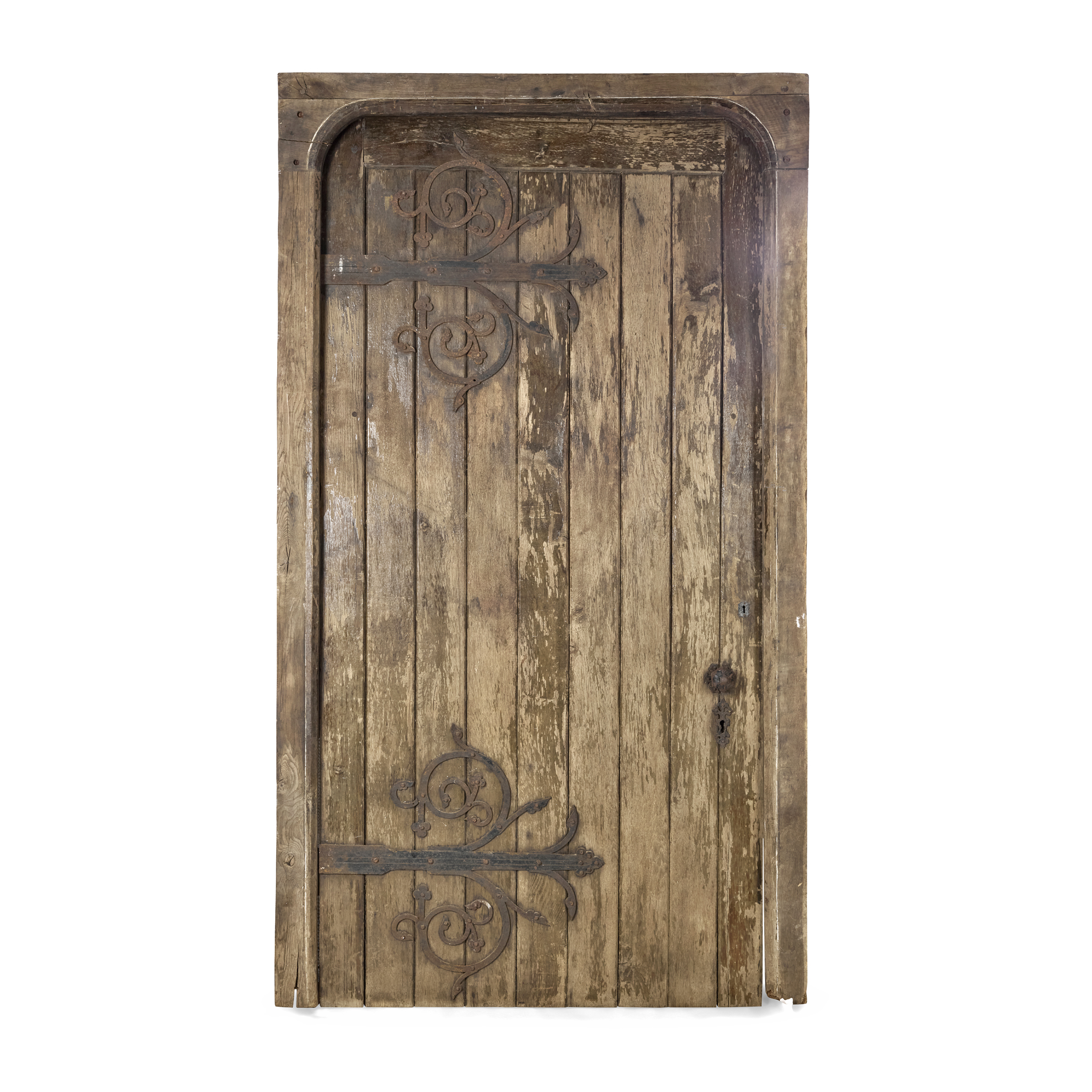 LARGE GOTHIC REVIVAL OAK DOOR AND FRAME